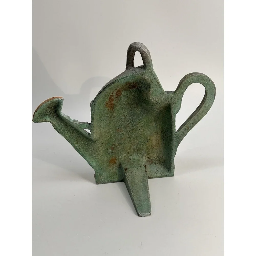 Vintage Marjolein Bastin Cast Iron Green Watering Can Doorstop 6.5